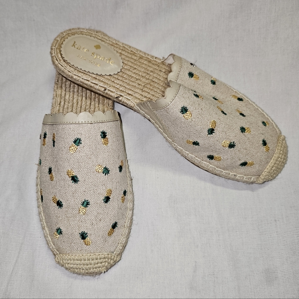 Kate Spade Pineapple Espadrille Slides sz 8